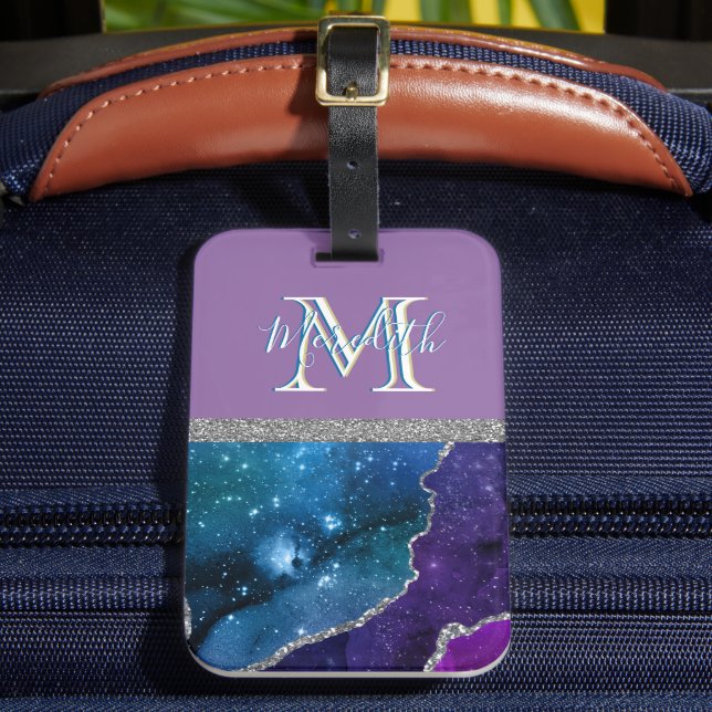 Colourful Unique Custom Lettering Agate Luggage Tag (Front Insitu 2)