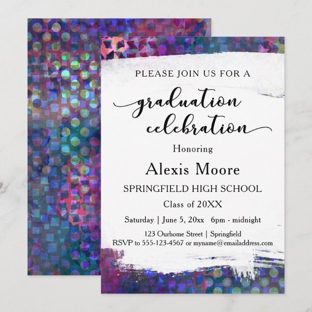 Colourful, Unique Graduation Party Invitation (Front/Back)
