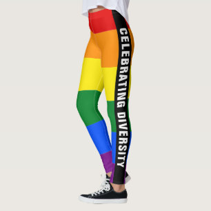 Colourful Unique LGBTQ Gay Pride Rainbow Flag Text Leggings