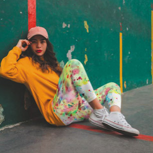 Colourful, Unique Paint Splatter Rainbow Leggings