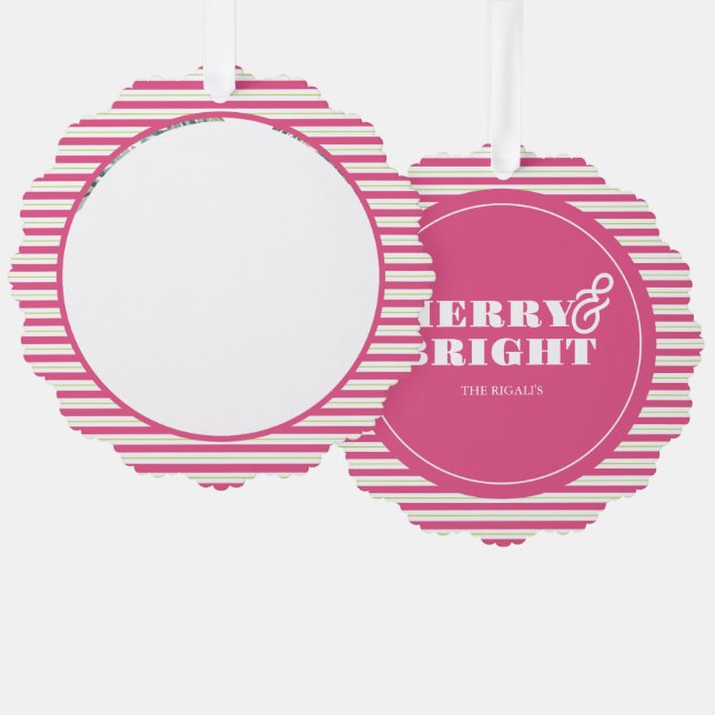 Colourful Unique Pink Christmas Tree Decoration Card (Front/Back)