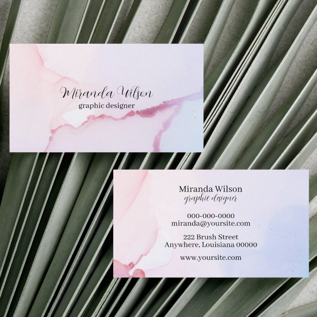 Colourful Unique Pink Watercolor Ink Designer Business Card (Colorful Unique Pink Watercolor Ink Designer Business Card)