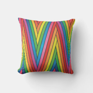 Colourful Up and Down Zig-Zag Stripes Throw Pillow