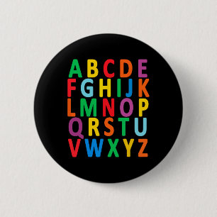 Colourful Uppercase Letters Alphabet Learn Abc Boy 6 Cm Round Badge