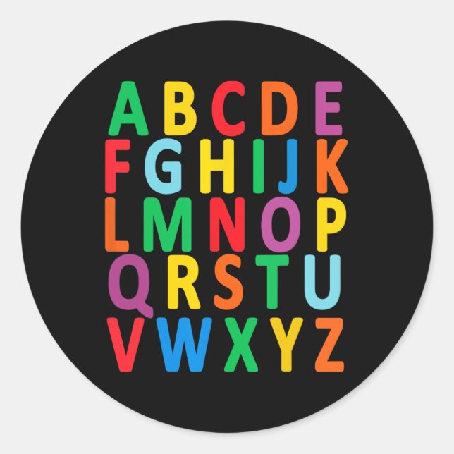 Colourful Uppercase Letters Alphabet Learn Abc Boy Classic Round Sticker (Front)