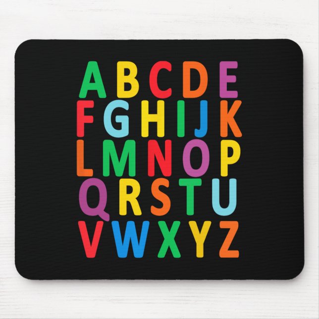Colourful Uppercase Letters Alphabet Learn Abc Boy Mouse Pad (Front)