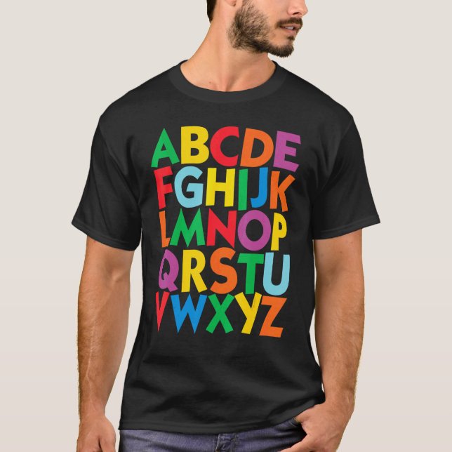 Colourful Uppercase Letters Alphabet Learn Abcs Bo T-Shirt (Front)