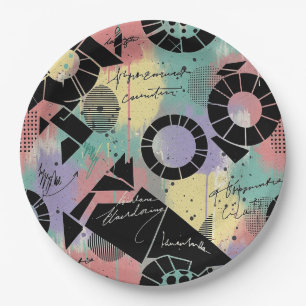 Colourful Urban Graffiti Pattern (10) Paper Plate