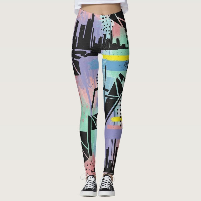Colourful Urban Graffiti Pattern (11) Leggings (Front)