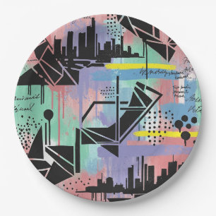 Colourful Urban Graffiti Pattern (11) Paper Plate