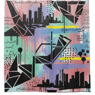 Colourful Urban Graffiti Pattern (11) Shower Curtain