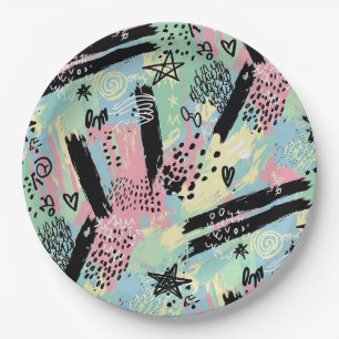 Colourful Urban Graffiti Pattern (12) Paper Plate