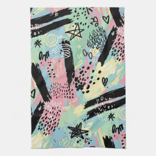 Colourful Urban Graffiti Pattern (12) Tea Towel