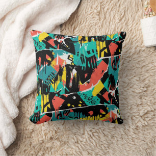 Colourful Urban Graffiti Pattern (13) Cushion