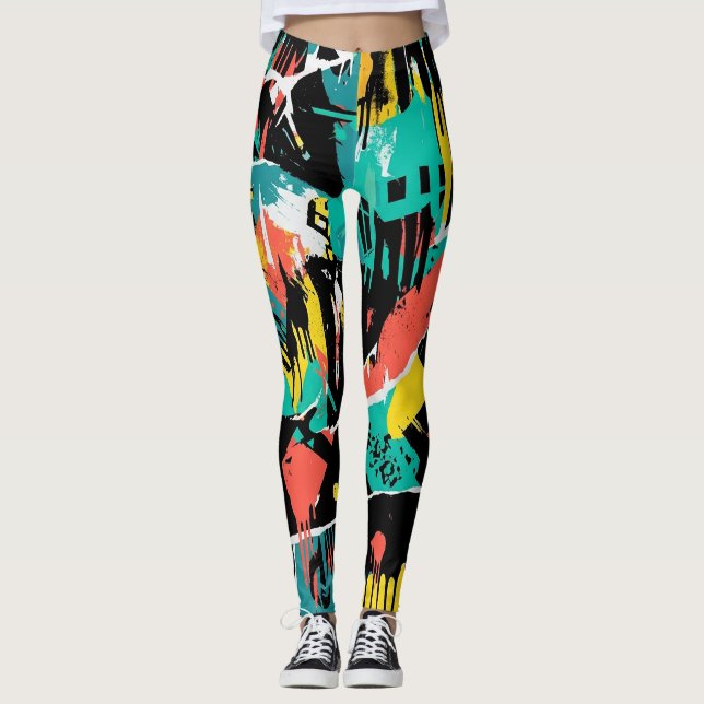 Colourful Urban Graffiti Pattern (13) Leggings (Front)