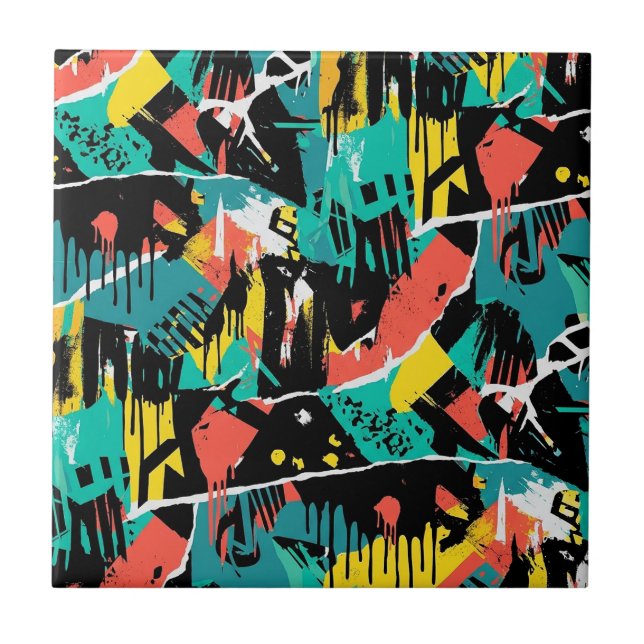 Colourful Urban Graffiti Pattern (13) Tile (Front)