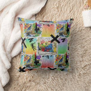 Colourful Urban Graffiti Pattern (14) Cushion