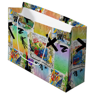 Colourful Urban Graffiti Pattern (14) Large Gift Bag