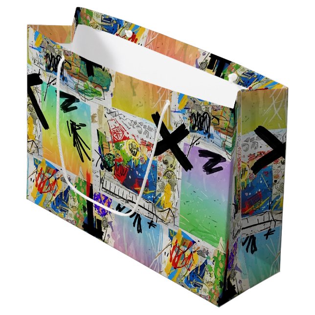 Colourful Urban Graffiti Pattern (14) Large Gift Bag (Front Angled)