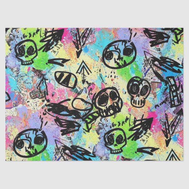 Colourful Urban Graffiti Pattern (1) Tissue Paper (Front)