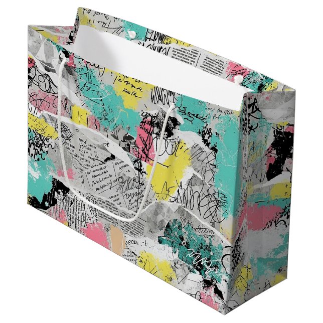 Colourful Urban Graffiti Pattern (3) Large Gift Bag (Front Angled)