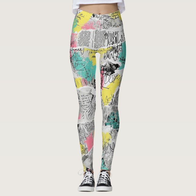 Colourful Urban Graffiti Pattern (3) Leggings (Front)