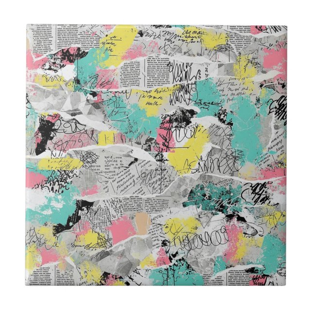 Colourful Urban Graffiti Pattern (3) Tile (Front)