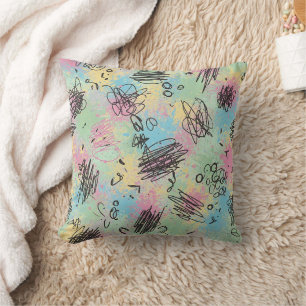 Colourful Urban Graffiti Pattern (4) Cushion