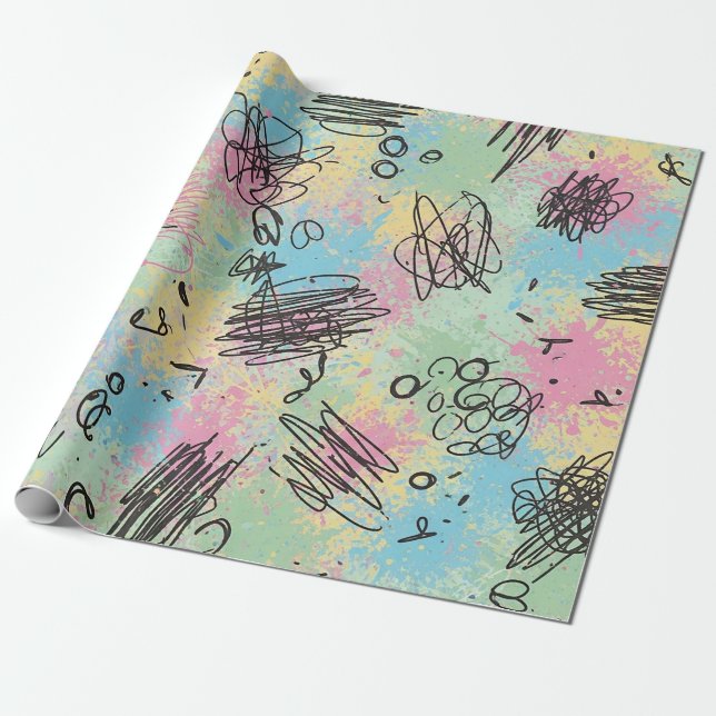 Colourful Urban Graffiti Pattern (4) Wrapping Paper (Unrolled)
