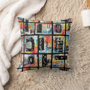 Colourful Urban Graffiti Pattern (5) Cushion