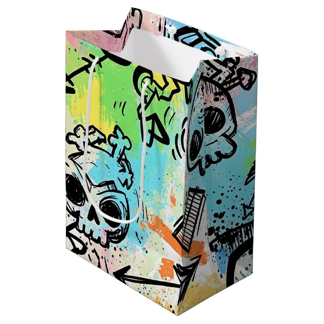 Colourful Urban Graffiti Pattern (6) Medium Gift Bag (Front Angled)