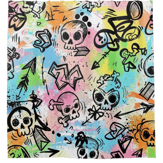 Colourful Urban Graffiti Pattern (6) Shower Curtain (Front)
