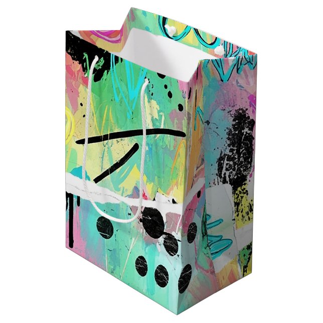 Colourful Urban Graffiti Pattern (7) Medium Gift Bag (Front Angled)