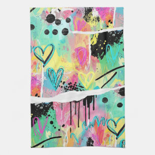 Colourful Urban Graffiti Pattern (7) Tea Towel