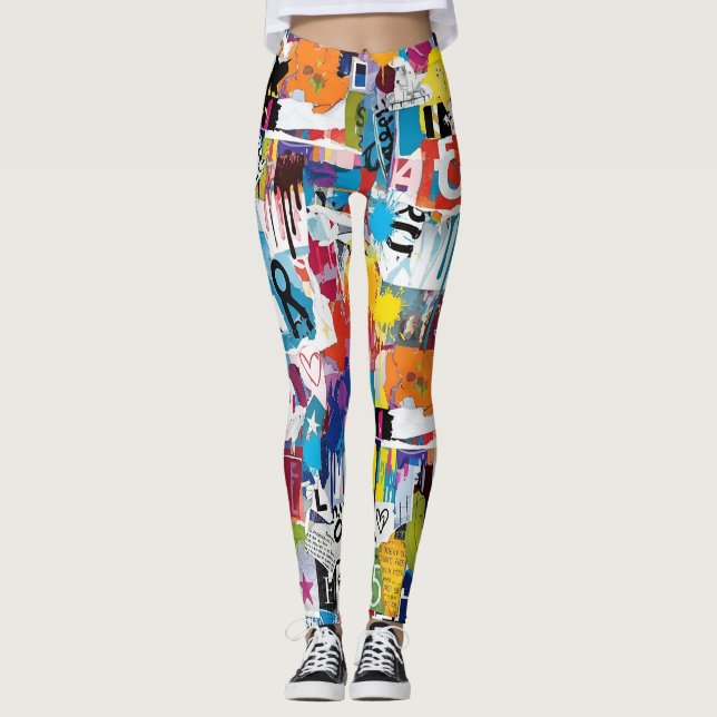 Colourful Urban Graffiti Pattern (8) Leggings (Front)