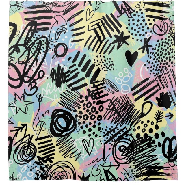 Colourful Urban Graffiti Pattern (9) Shower Curtain (Front)