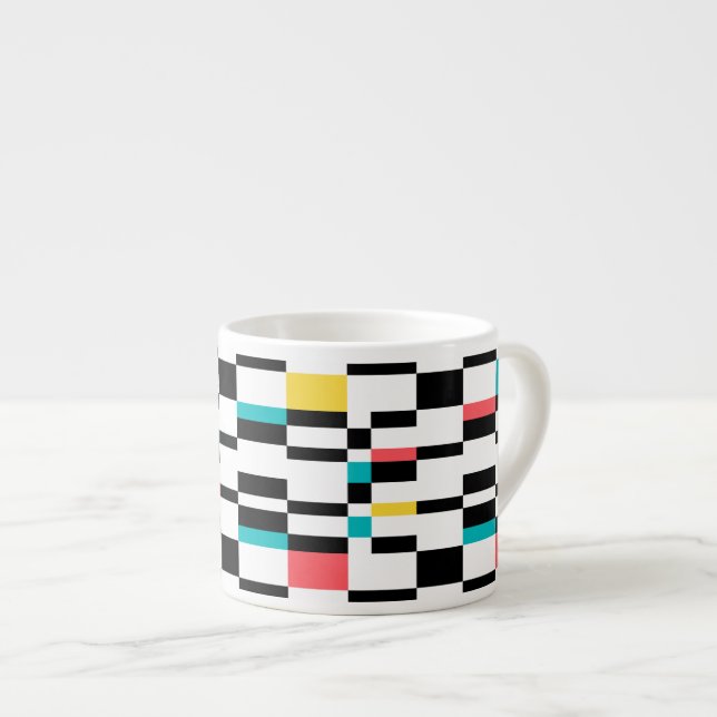 Colourful, urban, modern, trendy geometric pattern espresso cup (Front Right)