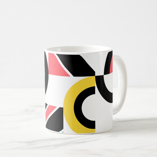 Colourful, urban, trendy, modern geometric art coffee mug (Front Right)
