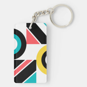 Colourful, urban, trendy, modern geometric art key ring