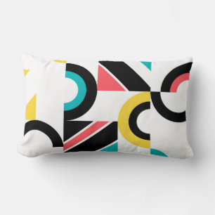 Colourful, urban, trendy, modern geometric art lumbar cushion