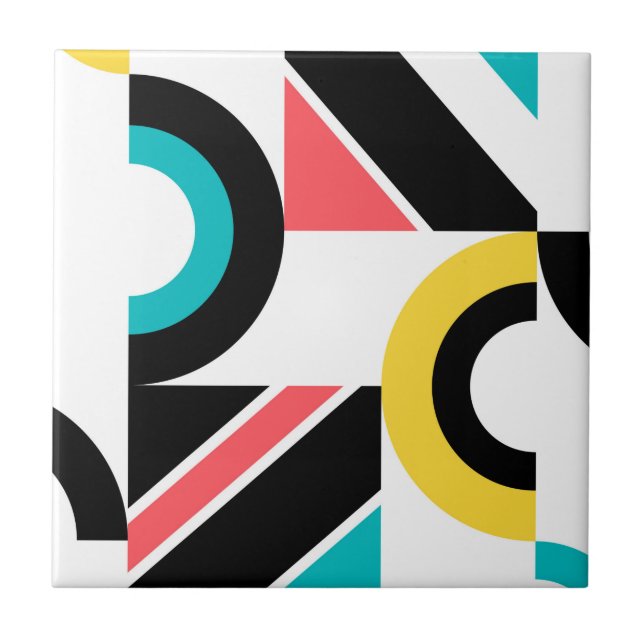Colourful, urban, trendy, modern geometric art tile (Front)