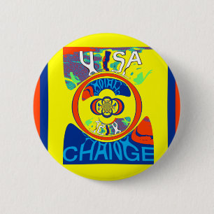 Colourful USA Change: A Festive Design Art Print 6 Cm Round Badge