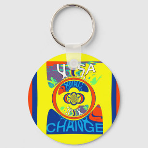 Colourful USA Change: A Festive Design Key Ring