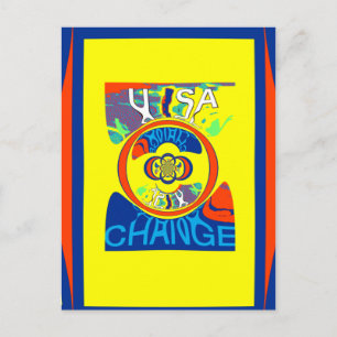 Colourful USA Change: A Festive Design Postcard