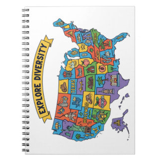 Colourful USA Map for Travelers – Explore Diversit Notebook