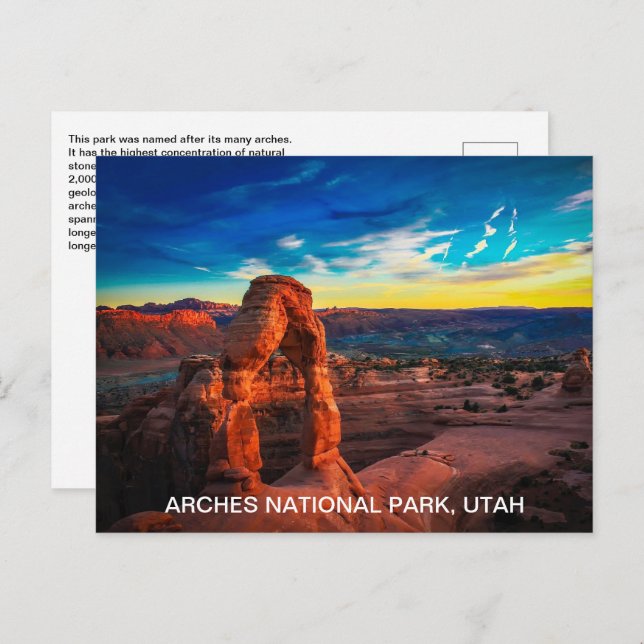 Colourful Utah Arches National Park Postcard (Front/Back)