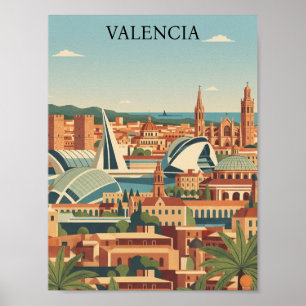 Colourful Valencia Spain Vintage Travel Poster