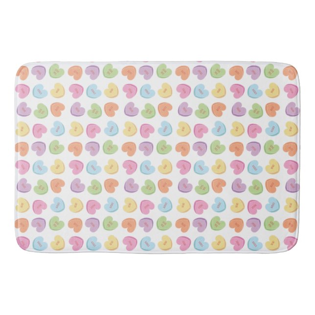 Colourful Valentine Candy Hearts  Paper Coaster Mu Bath Mat (Front)