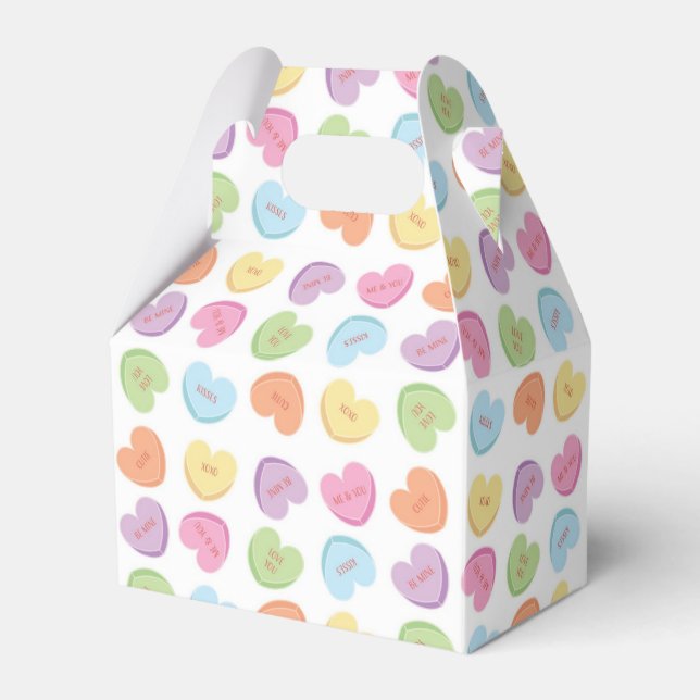 Colourful Valentine Candy Hearts  Placemat Holiday Favour Box (Front Side)