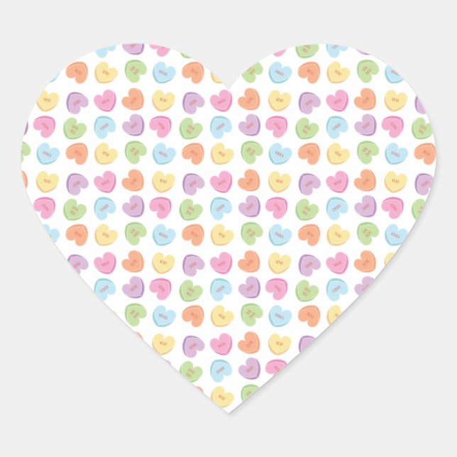 Colourful Valentine Candy Hearts  Placemat Holiday Heart Sticker (Front)